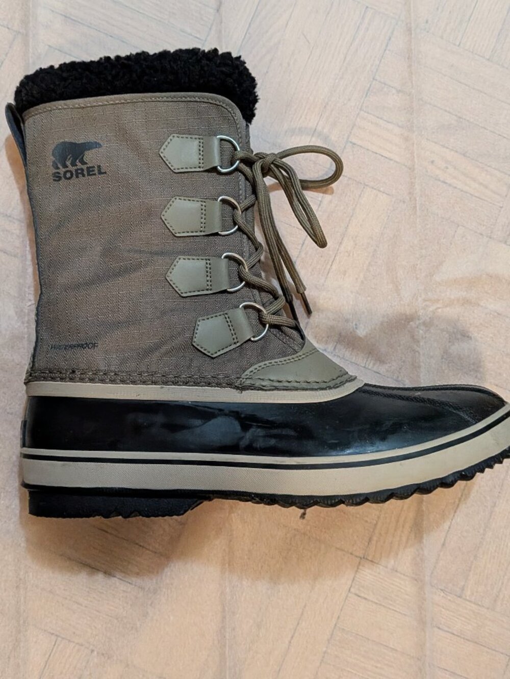 Sorel Men's Winter Boots Olive Green Waterproof Sz 10